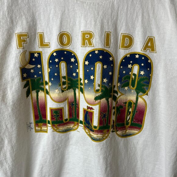 1998 Vintage 90s Florida T Shirt White Medium M USA Beach Graphic Tee Solid Logo - Picture 13 of 13